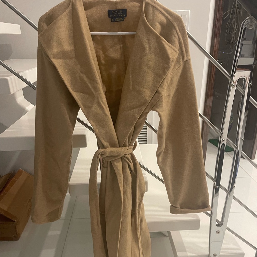 Ralph Lauren Belted Double-Faced Wrap Camel Coat Wool Coat Sz XS